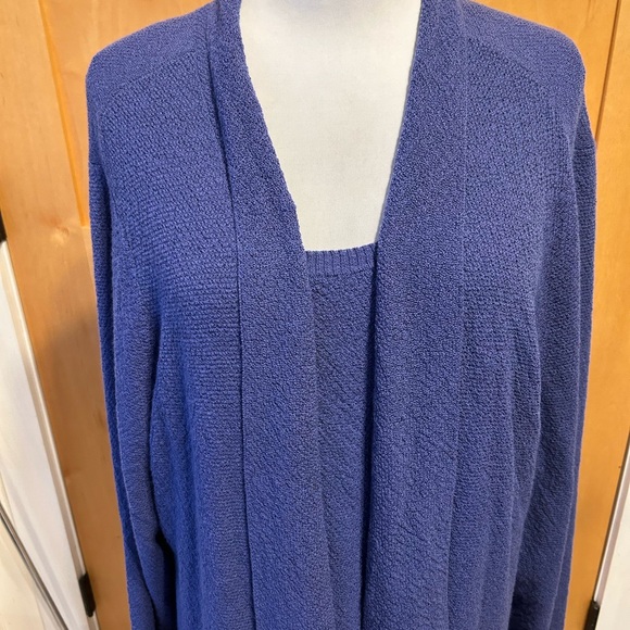 Eileen Fisher Blue 3X Sweater Set Cardigan Shell - Picture 3 of 16